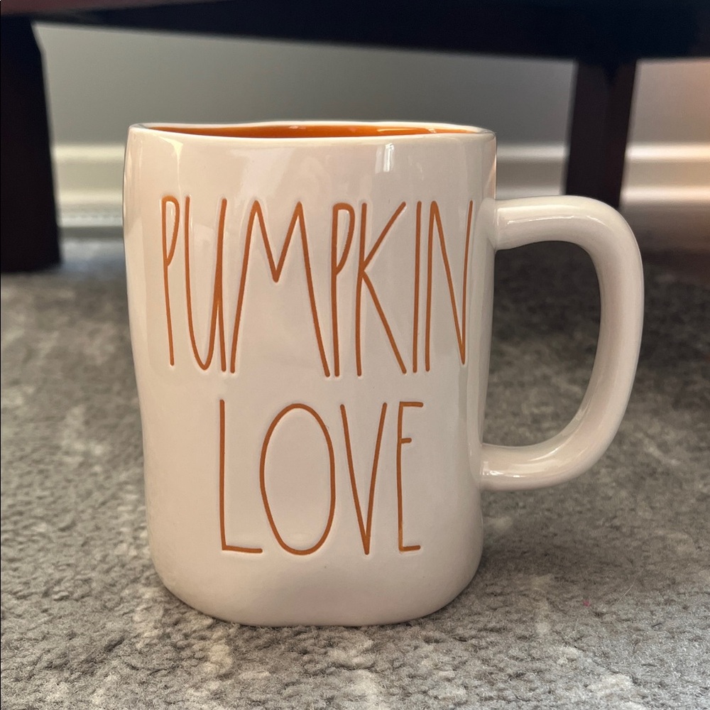 Rae Dunn Pumpkin Love Mug - Cream and Orange